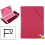 CARPETA GOMAS LIDERPAPEL FOLIO 3 SOLAPAS CARTON PRESPAN ROJA