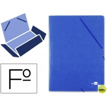 CARPETA GOMAS LIDERPAPEL FOLIO 3 SOLAPAS CARTON PRESPAN AZUL