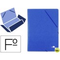 CARPETA GOMAS LIDERPAPEL FOLIO 3 SOLAPAS CARTON PRESPAN AZUL