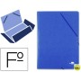 CARPETA GOMAS LIDERPAPEL FOLIO 3 SOLAPAS CARTON PRESPAN AZUL