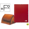 CARPETA CLASIFICADORA LIDERPAPEL 12 DEPARTAMENTOS FOLIO PROLONGADO CARTON FORRADO ROJA FUELLE