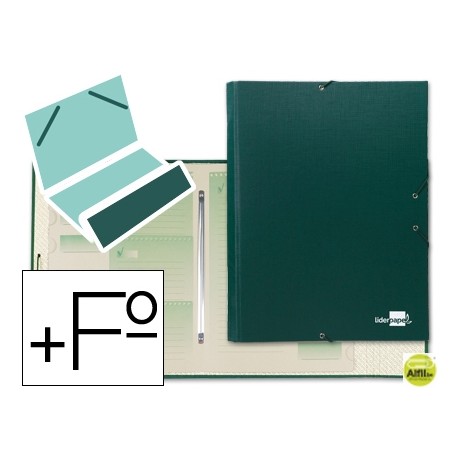 CARPETA CLASIFICADORA LIDERPAPEL 12 DEPARTAMENTOS FOLIO PROLONGADO CARTON FORRADO VERDE