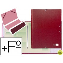 CARPETA CLASIFICADORA LIDERPAPEL 12 DEPARTAMENTOS FOLIO PROLONGADO CARTON FORRADO ROJA