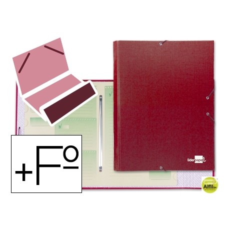 CARPETA CLASIFICADORA LIDERPAPEL 12 DEPARTAMENTOS FOLIO PROLONGADO CARTON FORRADO ROJA