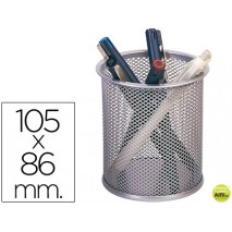 CUBILETE PORTALAPICES Q-CONNECT METAL REDONDO PLATA -MEDIDA DIAMETRO 86 ALTURA 105