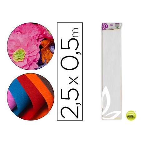 PAPEL CRESPON LIDERPAPEL 50 CM X 2.5M 34G/M2 BLANCO