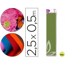 PAPEL CRESPON LIDERPAPEL 50 CM X 2.5M 34G/M2 VERDE OLIVA
