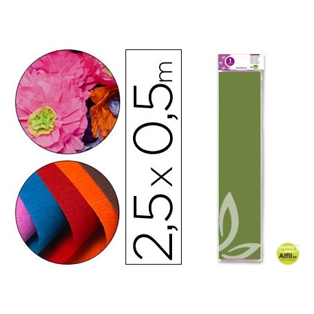 PAPEL CRESPON LIDERPAPEL 50 CM X 2.5M 34G/M2 VERDE OLIVA