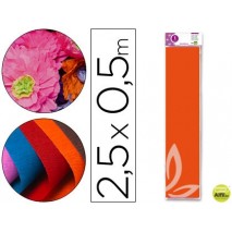 PAPEL CRESPON LIDERPAPEL 50 CM X 2.5M 34G/M2 NARANJA CLARO