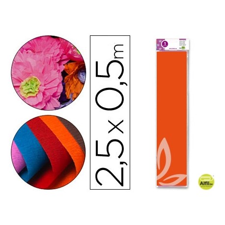 PAPEL CRESPON LIDERPAPEL 50 CM X 2.5M 34G/M2 NARANJA CLARO
