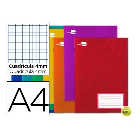 LIBRETA LIDERPAPEL WRITE A4 32 HOJAS 60G/M2 CUADRO 4MM CON MARGEN