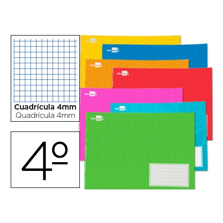 LIBRETA ESCOLAR LIDERPAPEL 32HCUARTO APAISADO CUADRO 4 MM