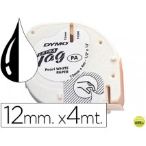 CINTA DYMO PAPEL 12MMX4MT -NEGRO/BLANCO PARA LETRATAG