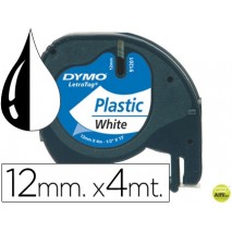 CINTA DYMO 12MMX4MT -NEGRO/BLANCO PERLA PARA MAQUINA LETRATAG 91201