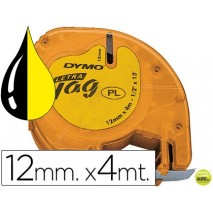 CINTA DYMO 12MMX4MT -NEGRO/HIPERAMARILLO PARA MAQUINA LETRATAG
