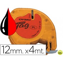 CINTA DYMO 12MMX4MT -NEGRO/ROJO COSMICO PARA MAQUINA LETRATAG