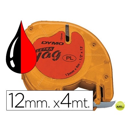CINTA DYMO 12MMX4MT -NEGRO/ROJO COSMICO PARA MAQUINA LETRATAG