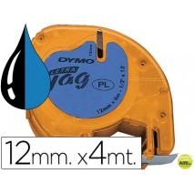 CINTA DYMO 12MMX4MT -NEGRO/ULTRA AZUL PARA MAQUINA LETRATAG