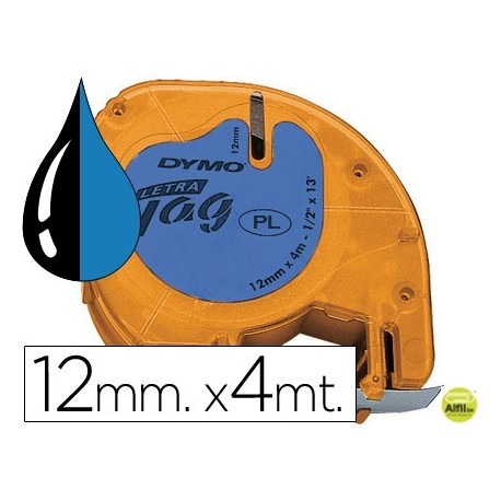 CINTA DYMO 12MMX4MT -NEGRO/ULTRA AZUL PARA MAQUINA LETRATAG