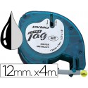 CINTA DYMO METALIZADA 12MMX4MT-NEGRO/PLATA PARA LETRATAG
