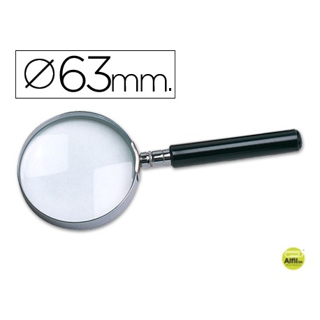 LUPA CRISTAL ARO METALICO MANGO NEGRO W-103 63 MM