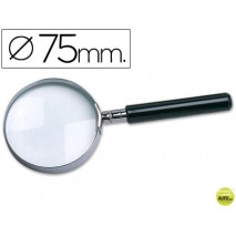 LUPA CRISTAL ARO METALICO MANGO NEGRO W-104 75 MM
