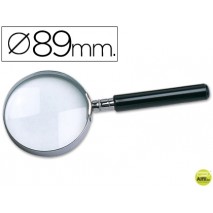 LUPA CRISTAL ARO METALICO MANGO NEGRO W-105 89 MM