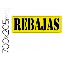 CARTEL CARTULINA "REBAJAS" AMARILLO FLUORESCENTE -TAMANO 700X250 MM