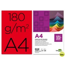 CARTULINA LIDERPAPEL A4 180G/M2 ROJO