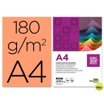 CARTULINA LIDERPAPEL A4 180G/M2 SALMON