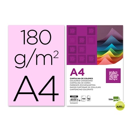 CARTULINA LIDERPAPEL A4 180G/M2 ROSA
