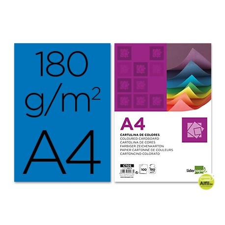 CARTULINA LIDERPAPEL A4 180G/M2 AZUL