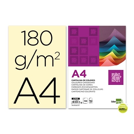 CARTULINA LIDERPAPEL A4 180G/M2 CREMA
