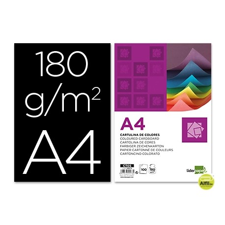 CARTULINA LIDERPAPEL A4 180G/M2 NEGRO
