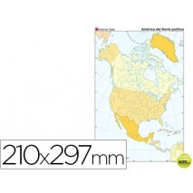 MAPA MUDO COLOR DIN A4 AMERICA NORTE POLITICO