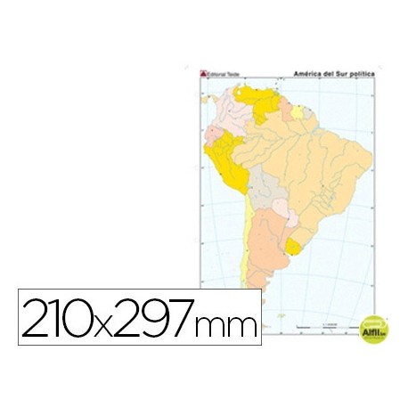 MAPA MUDO COLOR DIN A4 AMERICA SUR POLITICO