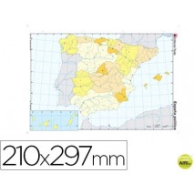 MAPA MUDO COLOR DIN A4 ESPA¾A -POLITICO