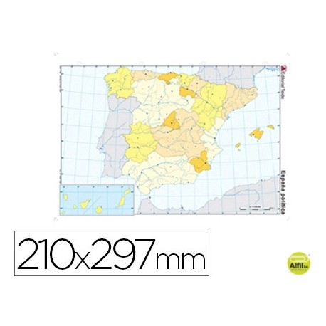 MAPA MUDO COLOR DIN A4 ESPA¾A -POLITICO