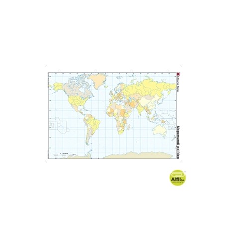 MAPA MUDO COLOR DIN-A4 PLANISFERIO POLITICO