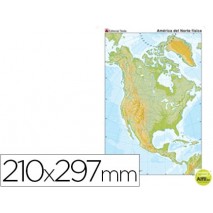 MAPA MUDO COLOR DIN A4 AMERICA NORTE FISICO