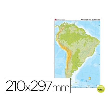MAPA MUDO COLOR DIN A4 AMERICA SUR FISICO
