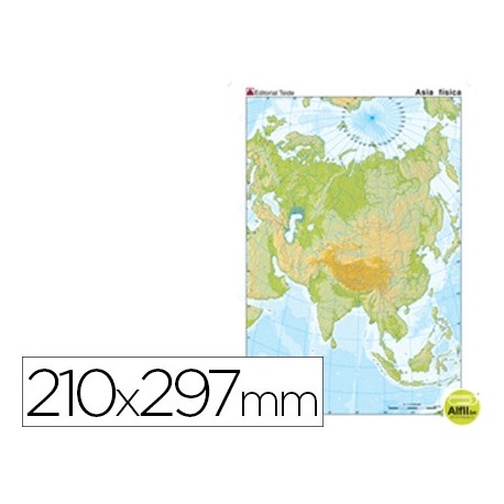 MAPA MUDO COLOR DIN A4 ASIA -FISICO
