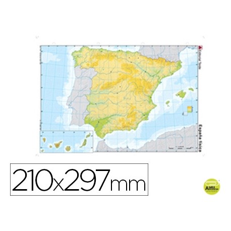 MAPA MUDO COLOR DIN A4 ESPA¾A -FISICO