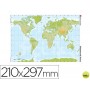 MAPA MUDO COLOR DIN A4 PLANISFERIO FISICO