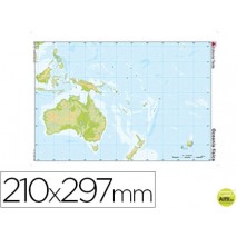 MAPA MUDO COLOR DIN A4 OCEANIA-FISICO
