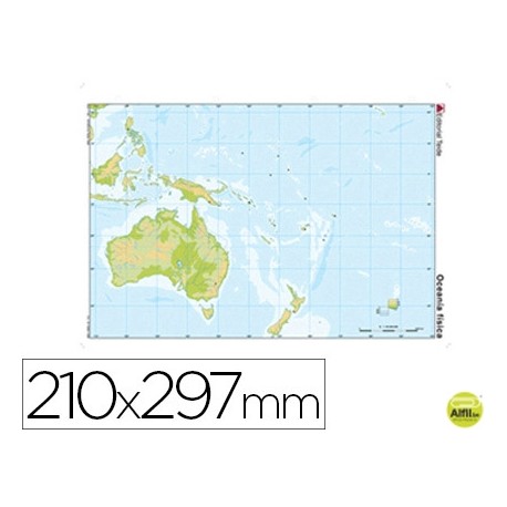MAPA MUDO COLOR DIN A4 OCEANIA-FISICO