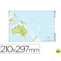 MAPA MUDO COLOR DIN A4 OCEANIA-FISICO