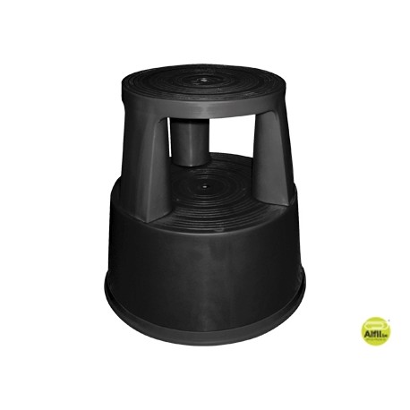 TABURETE Q-CONNECT RUEDAS RETRACTILES TRES RUEDAS -DOS NIVELES NEGRO
