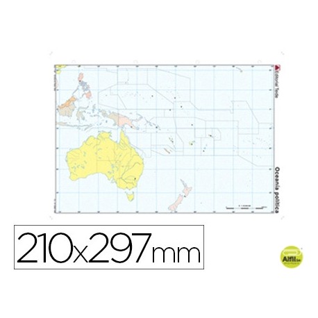 MAPA MUDO COLOR DIN A4 OCEANIA-POLITICO