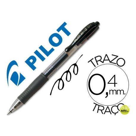 BOLIGRAFO PILOT G-2 NEGRO TINTA GEL -RETRACTIL -SUJECION DE CAUCHO